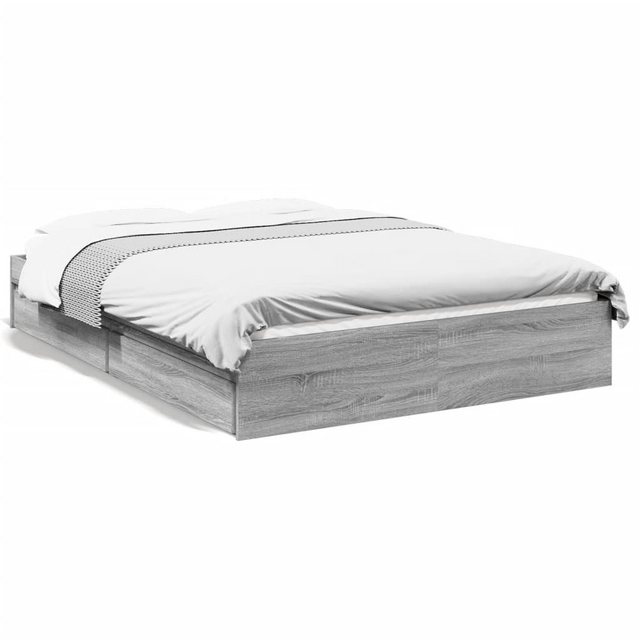 vidaXL Bett Bettgestell mit Schubladen Grau Sonoma 120x190 cm Holzwerkstoff günstig online kaufen