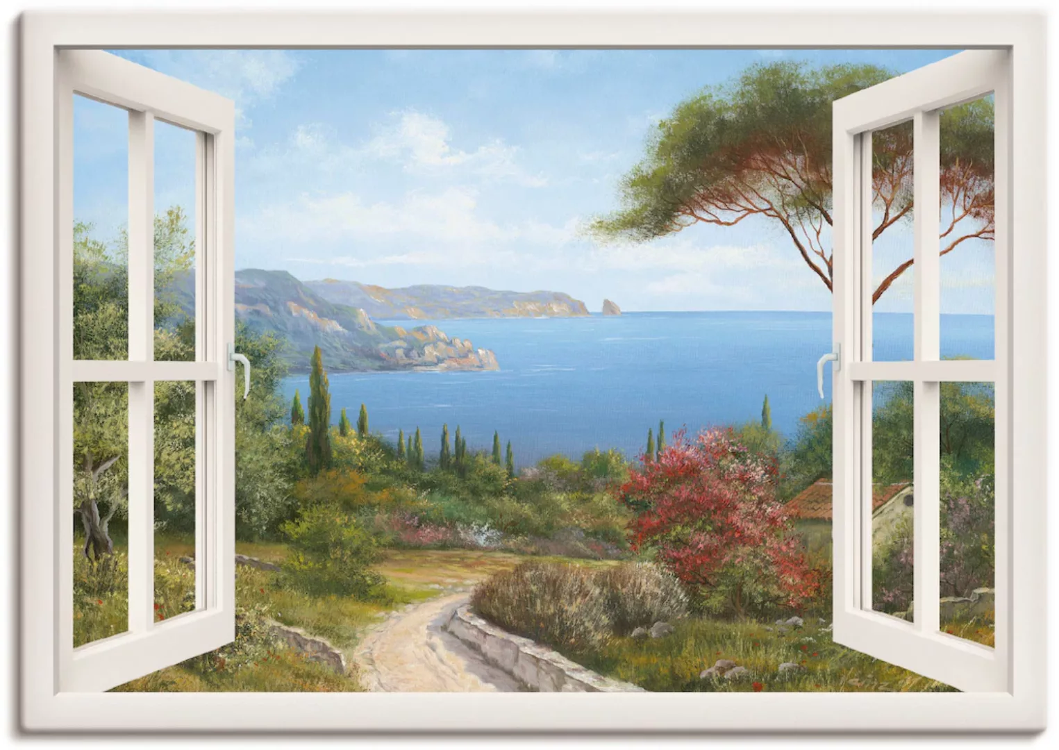 Artland Wandbild "Fensterblick - Haus am Meer I", Fensterblick, (1 St.), al günstig online kaufen