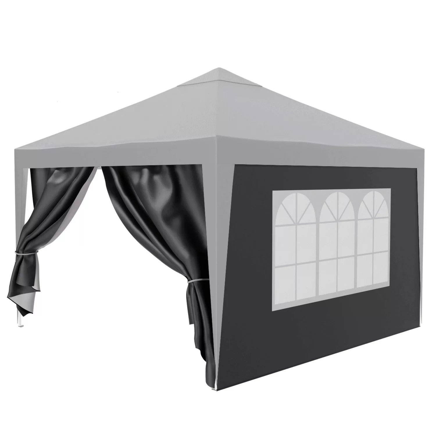 24MOVE Pavillon Seitenteile 2er Set 2x3m mit Fenster & Reissverschluss Grau günstig online kaufen