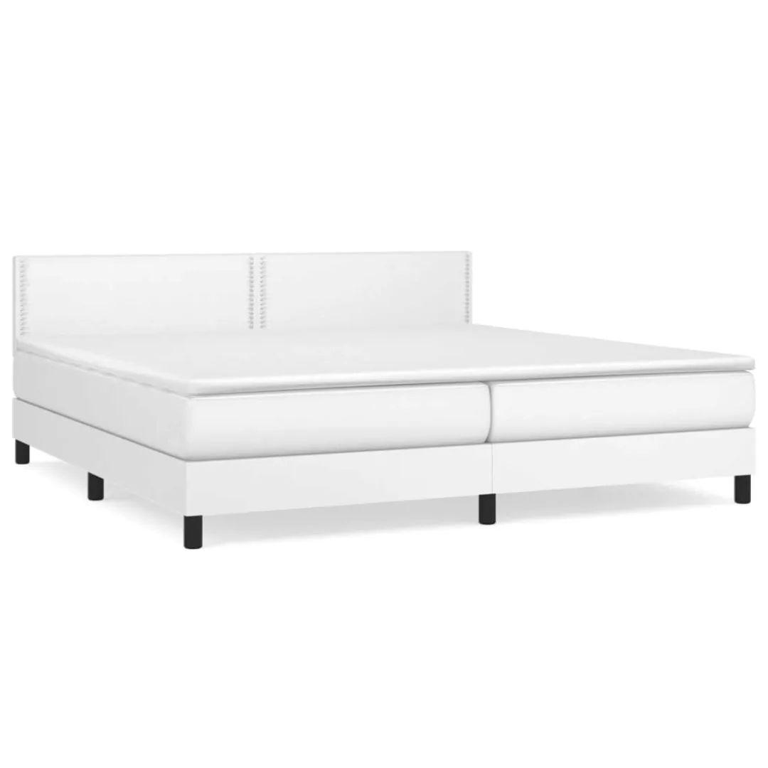 Vidaxl Boxspringbett Mit Matratze Weiß 200x200 Cm Kunstleder günstig online kaufen