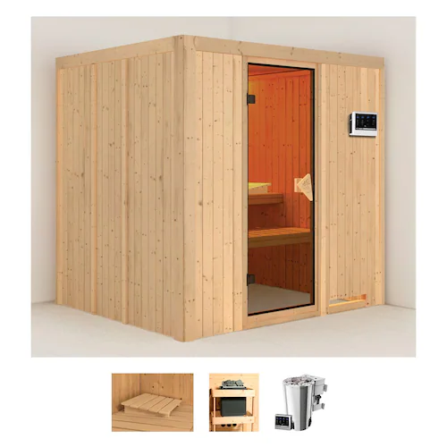 Karibu Sauna »Dima«, (Set), 3,6-kW-Bio-Plug & Play Ofen mit externer Steuer günstig online kaufen
