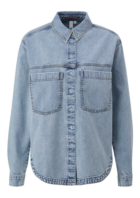 QS Langarmbluse Denim-Hemd mit Druckknöpfen günstig online kaufen