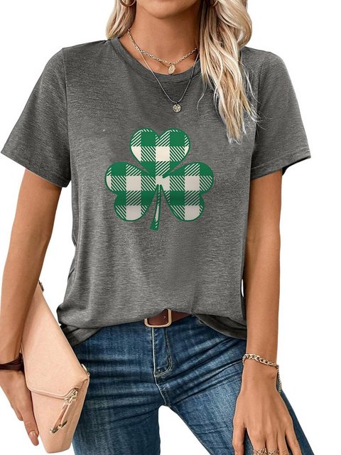 PYL T-Shirt Damen St. Patricks Tag Casual Kleeblatt Grafik Tees günstig online kaufen