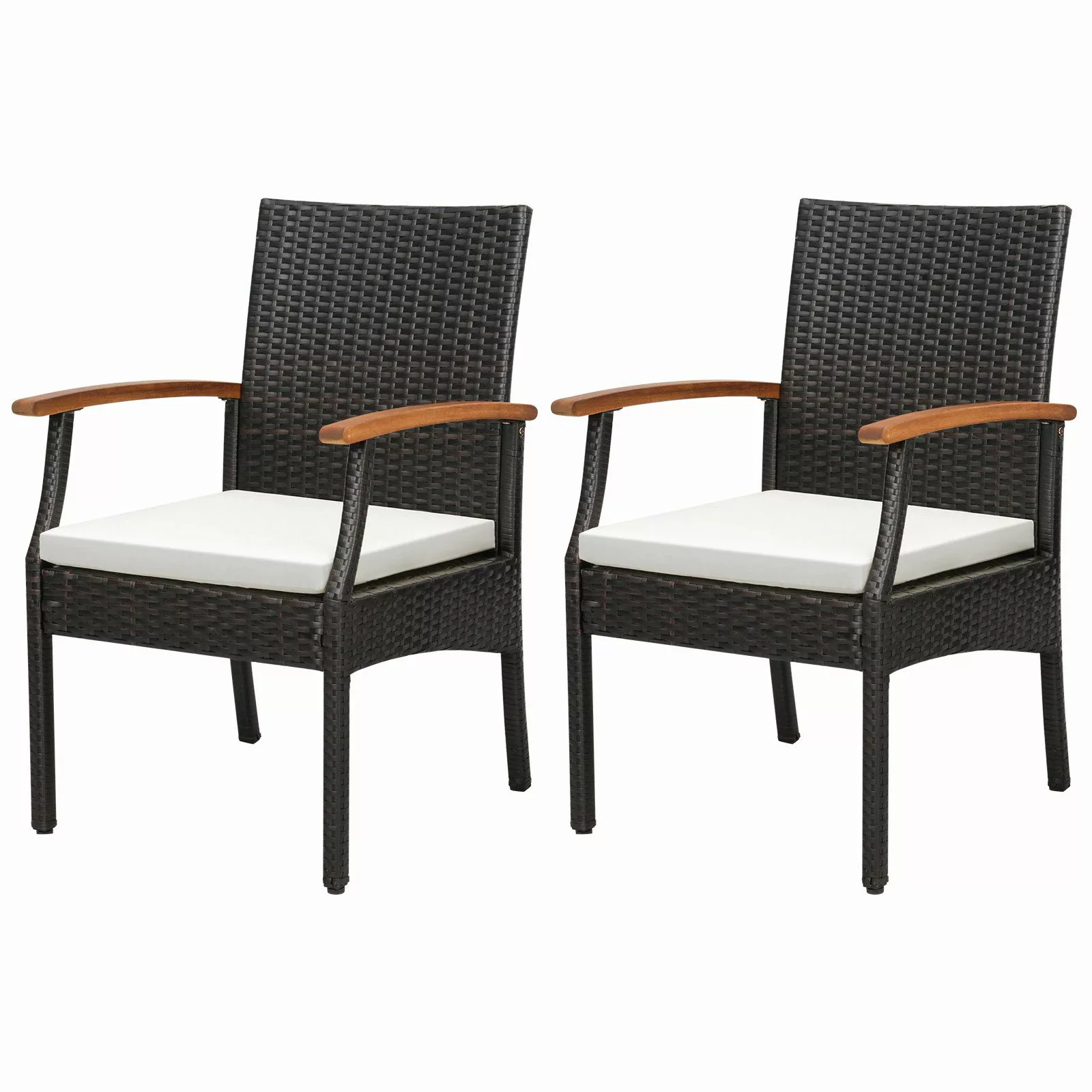COSTWAY Gartenstuhl, 2er Set, Rattan, Akazie, günstig online kaufen