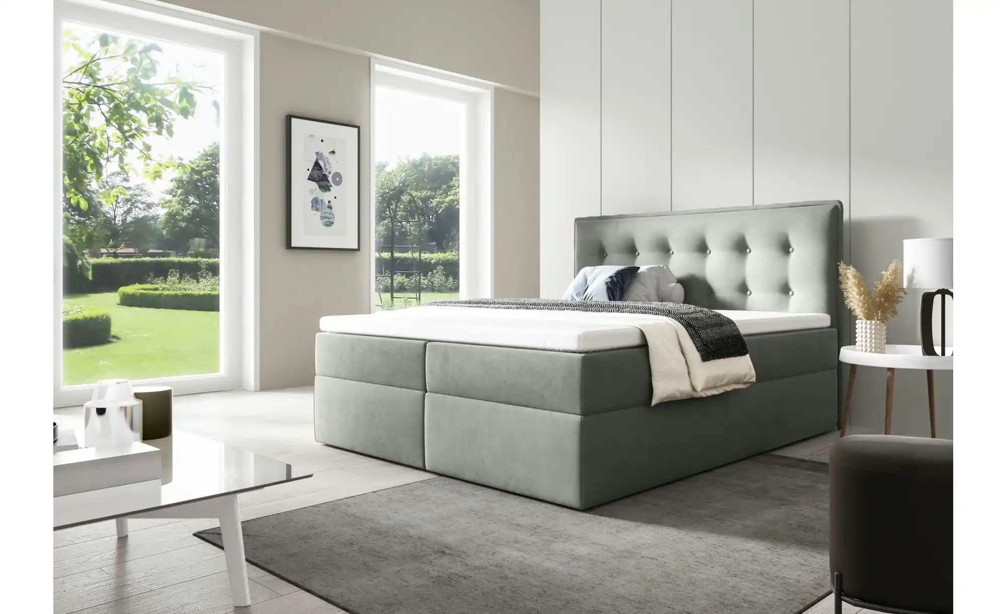 Boxbett mit Bettkasten Focus ¦ grau ¦ Maße (cm): H: 110 Betten > Polsterbet günstig online kaufen