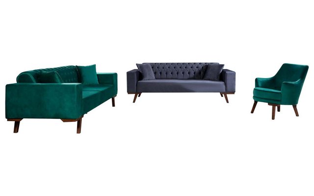 JVmoebel Sofa Wohnzimmer Stil Möbel Sofagarnitur Couch Sofa Möbel 3+3+1, Ma günstig online kaufen