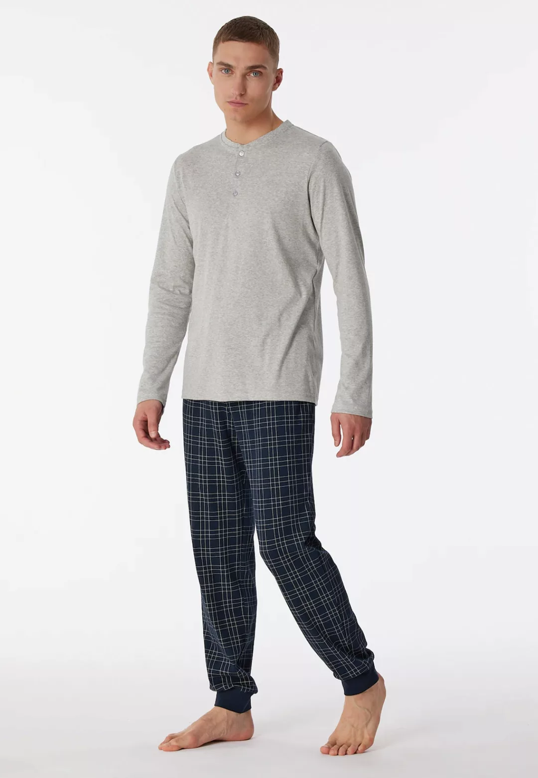 Schiesser Pyjama ""Fine Interlock"", (2 tlg.), mit Serafino-Kragen und funk günstig online kaufen