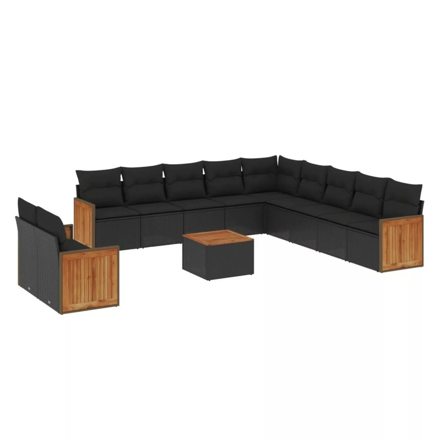 vidaXL 12-tlg Garten-Sofagarnitur mit Kissen Schwarz Poly Rattan Modell 78 günstig online kaufen