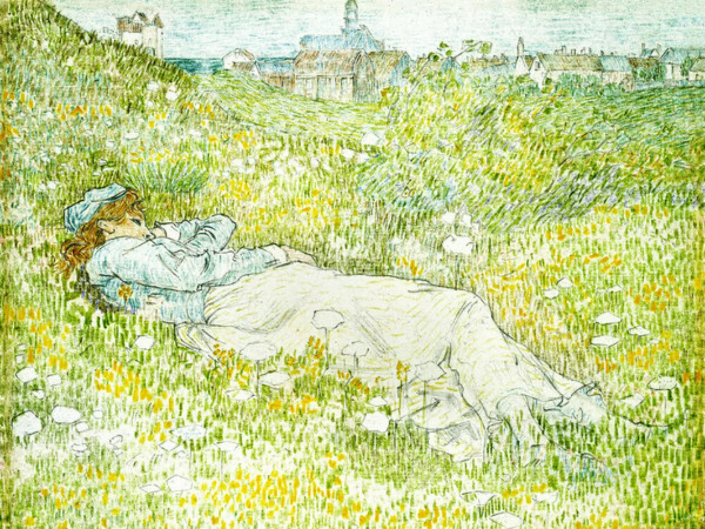 Poster / Leinwandbild - Jan Toorop: Frau Liegt In Den Dünen Bei Noordwijk günstig online kaufen