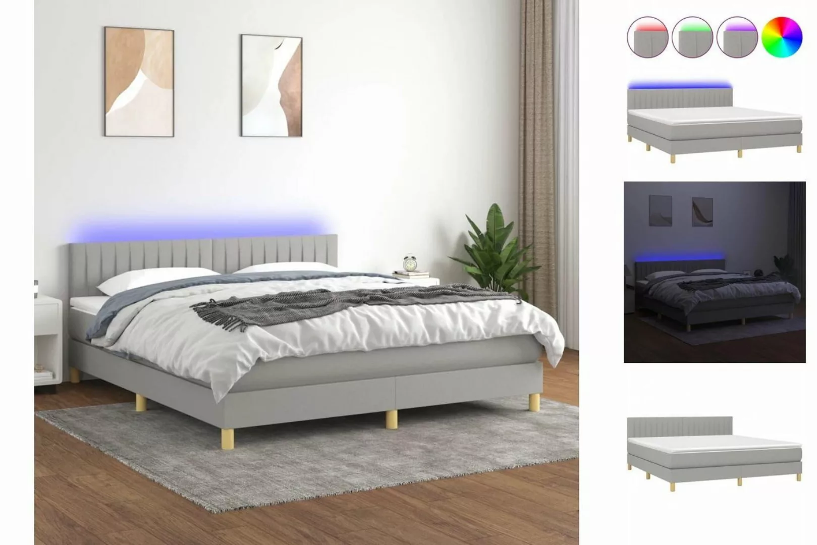 vidaXL Boxspringbett Bett Boxspringbett komplett mit Matratze & LED Stoff ( günstig online kaufen