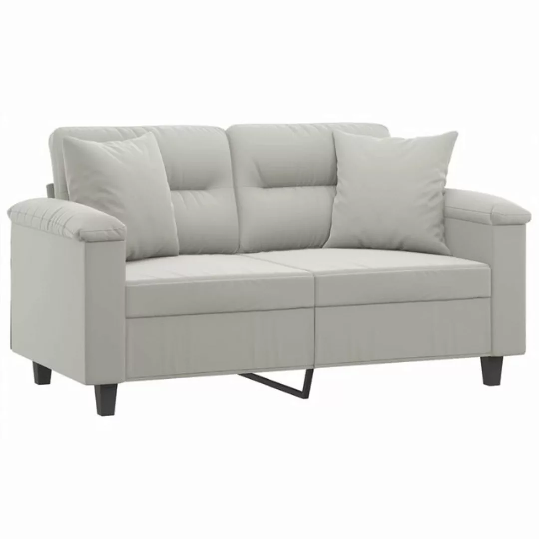 vidaXL Sofa 2-Sitzer-Sofa mit Kissen Hellgrau 120 cm Mikrofasergewebe günstig online kaufen