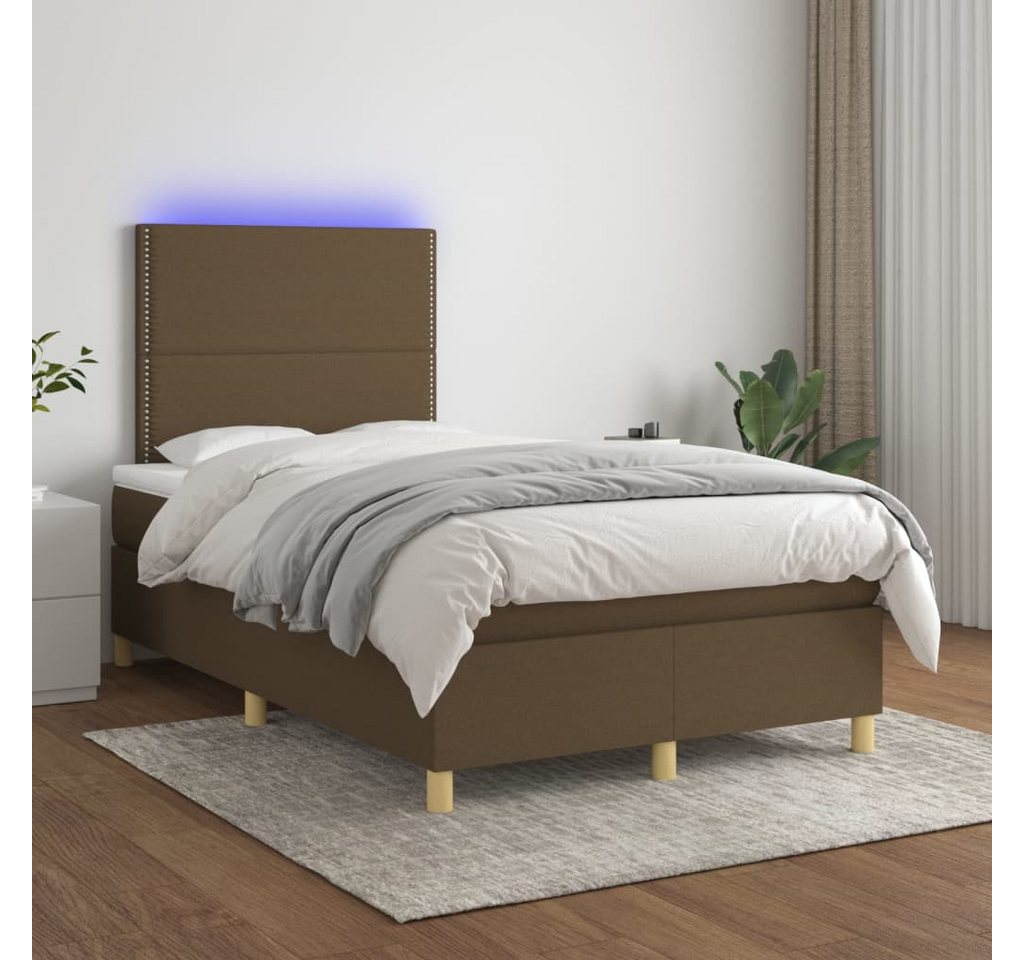 vidaXL Boxspringbett Boxspringbett mit Matratze LED Dunkelbraun 120x200 cm günstig online kaufen