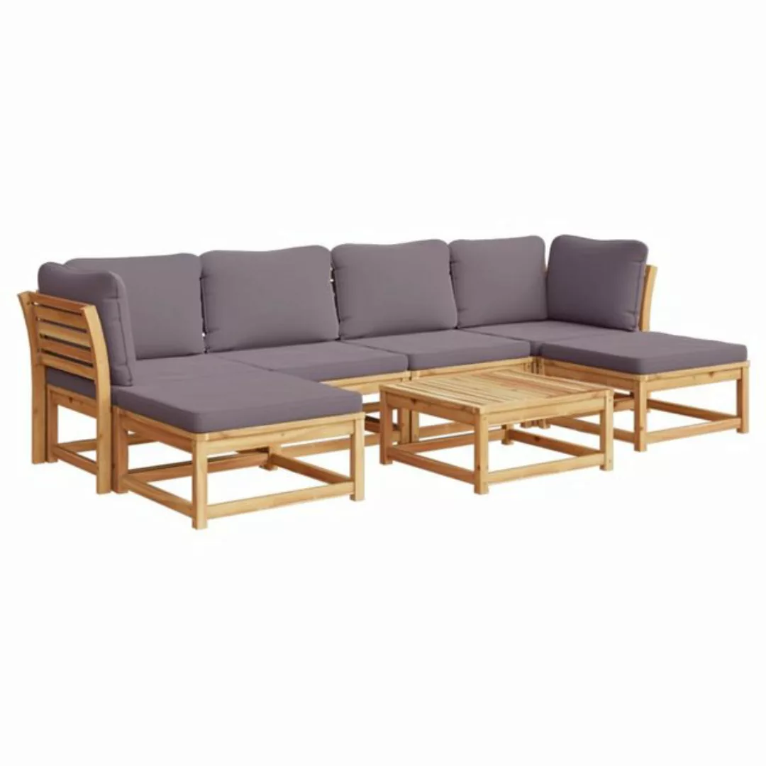 vidaXL Sofaelement 7-tlg. Garten-Lounge-Set mit Kissen Massivholz Akazie (1 günstig online kaufen