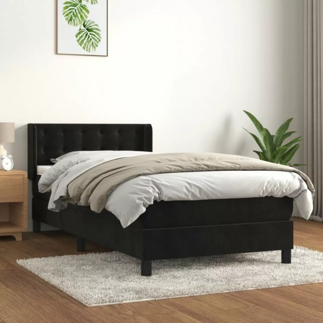 vidaXL Boxspringbett Boxspringbett mit Matratze Schwarz 100x200 cm Samt Bet günstig online kaufen