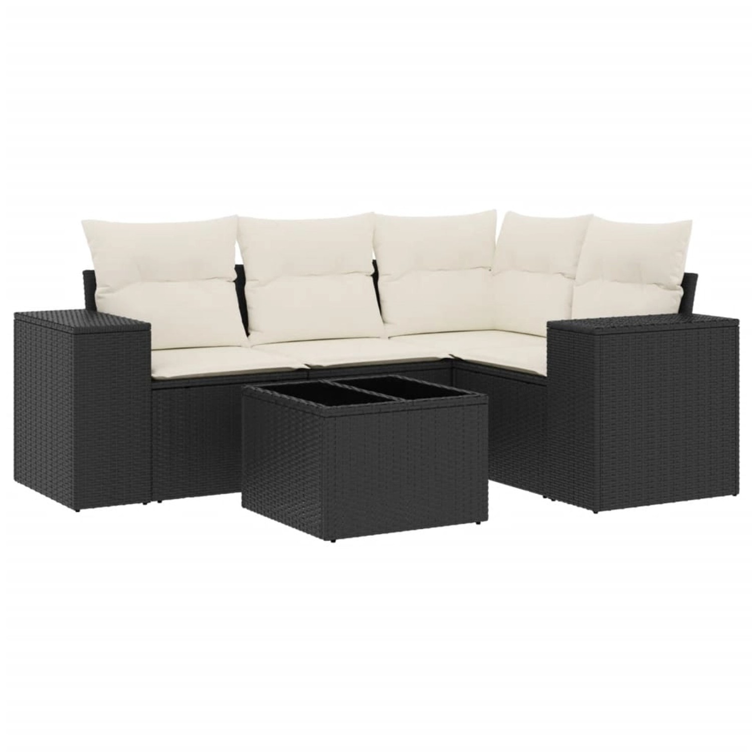 vidaXL 5-Tlg Garten-Sofagarnitur mit Kissen Schwarz Poly Rattan 3254853 günstig online kaufen