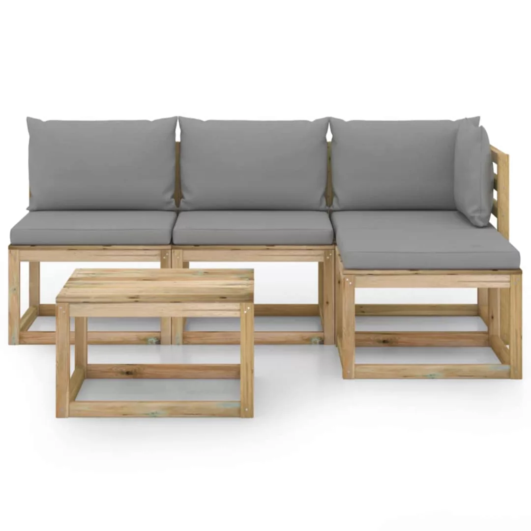 5-tlg. Garten-lounge-set Mit Grauen Kissen günstig online kaufen