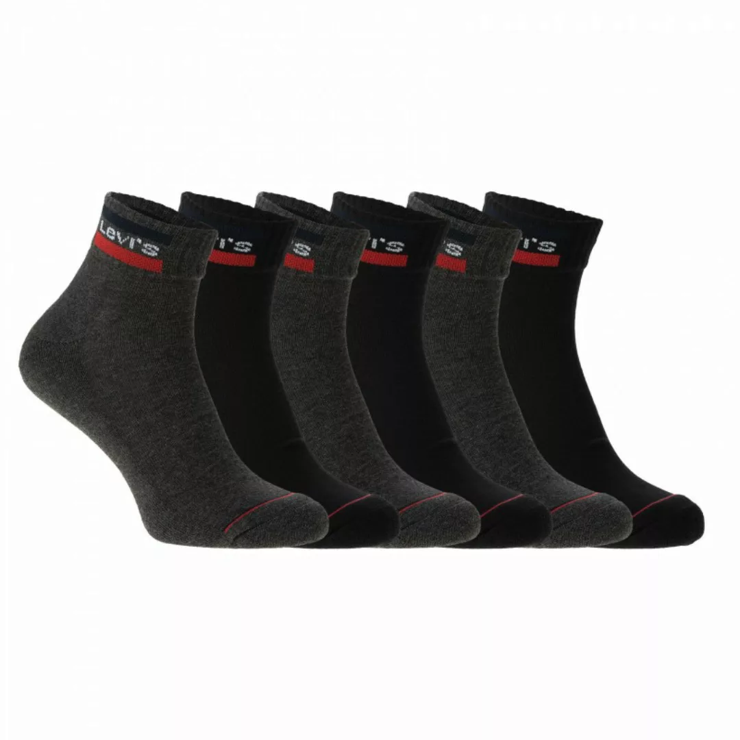 Levi's 6-er Set Sneakersocken Schwarz & Grau günstig online kaufen