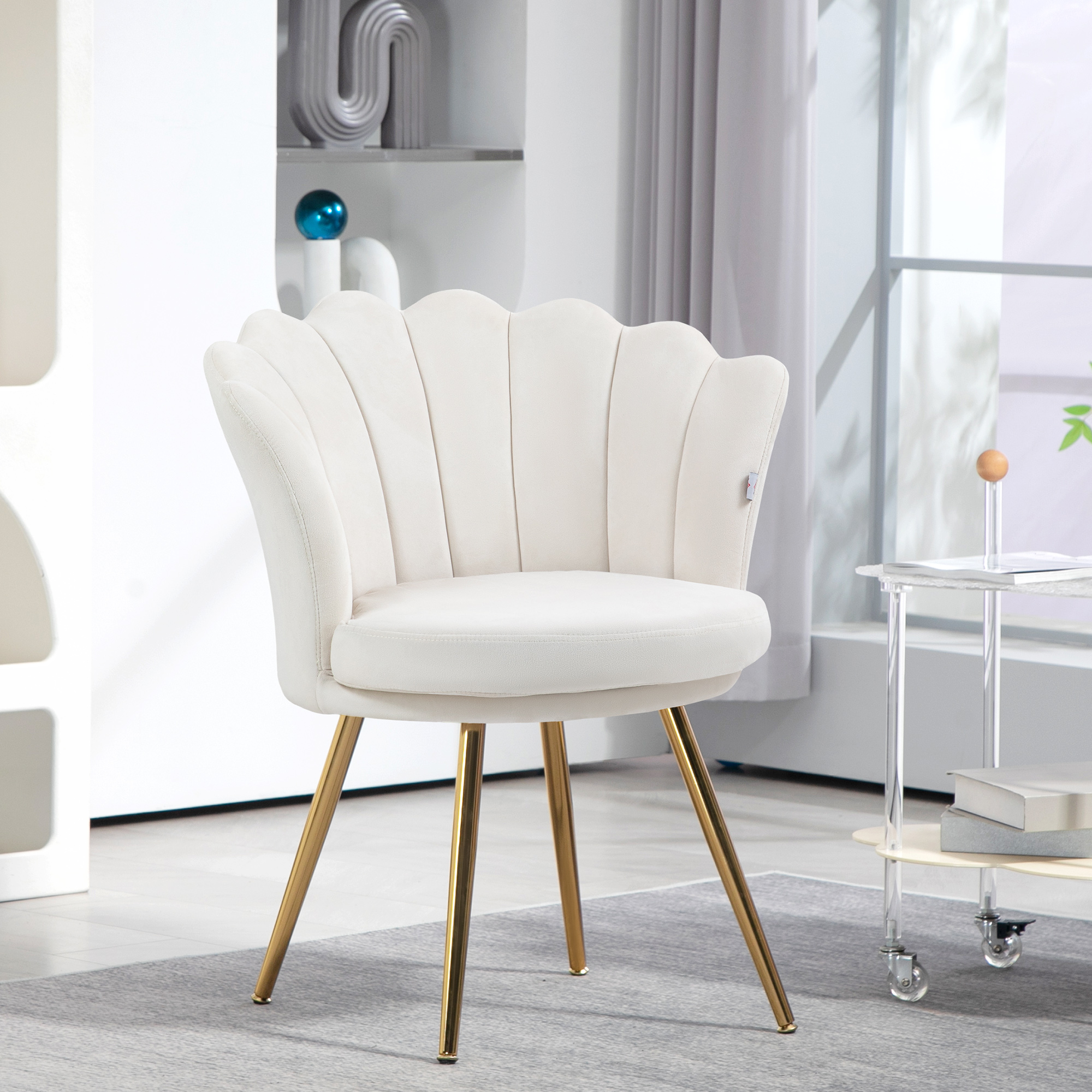 HOMCOM Muschelstuhl Frisiertischstuhl Samtstuhl für Wohnzimmer Schlafzimmer günstig online kaufen