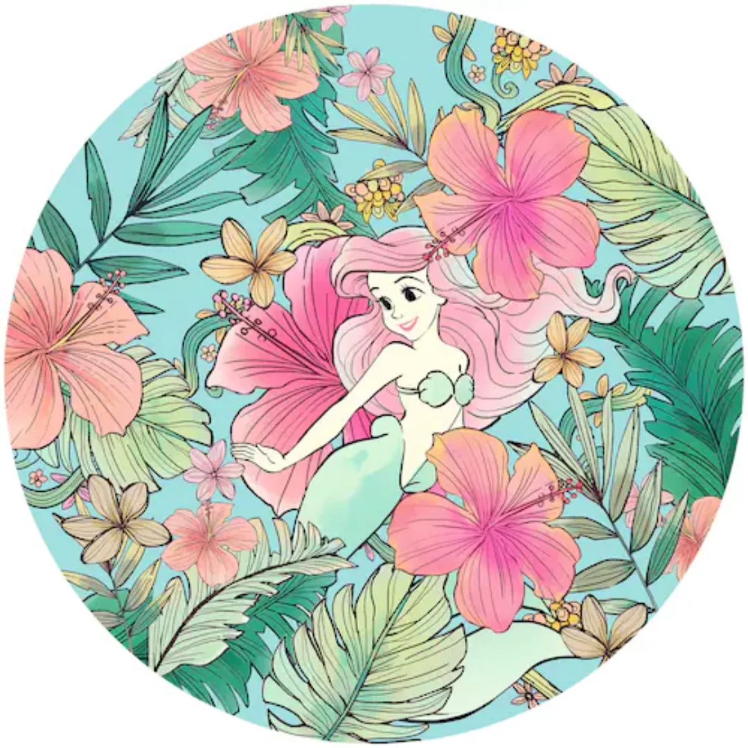 Komar Vlies Fototapete Ariel Ocean Flowers Selbstklebend Ø 125 cm günstig online kaufen