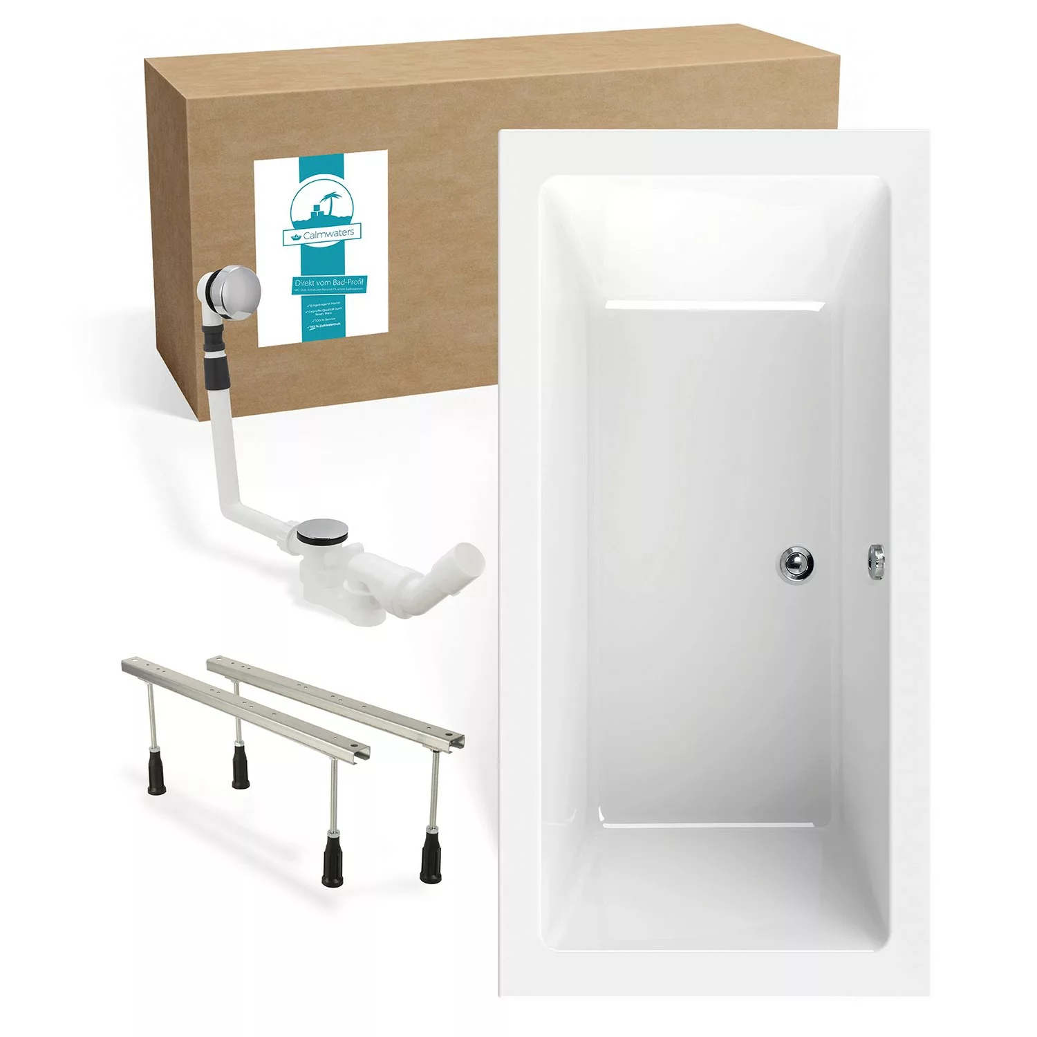 Calmwaters Duo-Badewanne Modern Square 2 190x90 cm Set Wannenfuß & Ablaufga günstig online kaufen