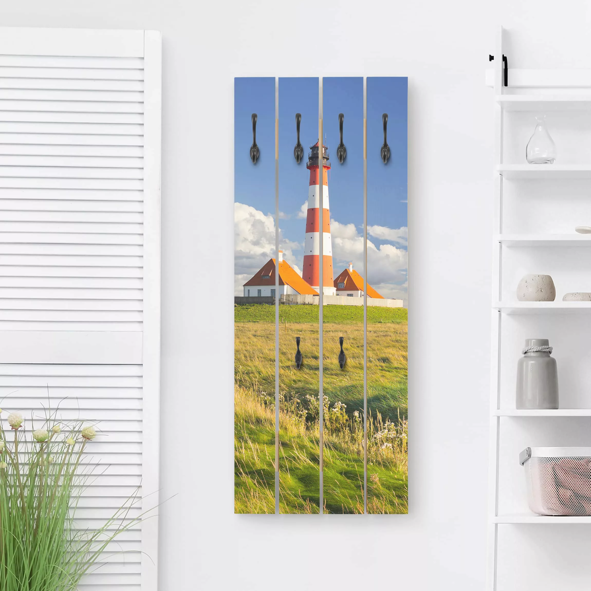 Wandgarderobe Holzpalette Natur & Landschaft Leuchtturm in Schleswig-Holste günstig online kaufen