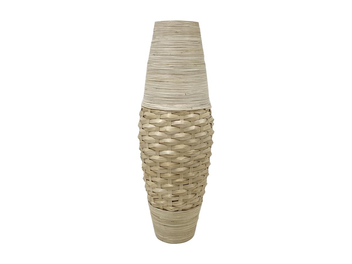 Große Vase - Rattan - D. 26 cm x H. 82 cm - Weiß & Naturfarben - YONEL günstig online kaufen