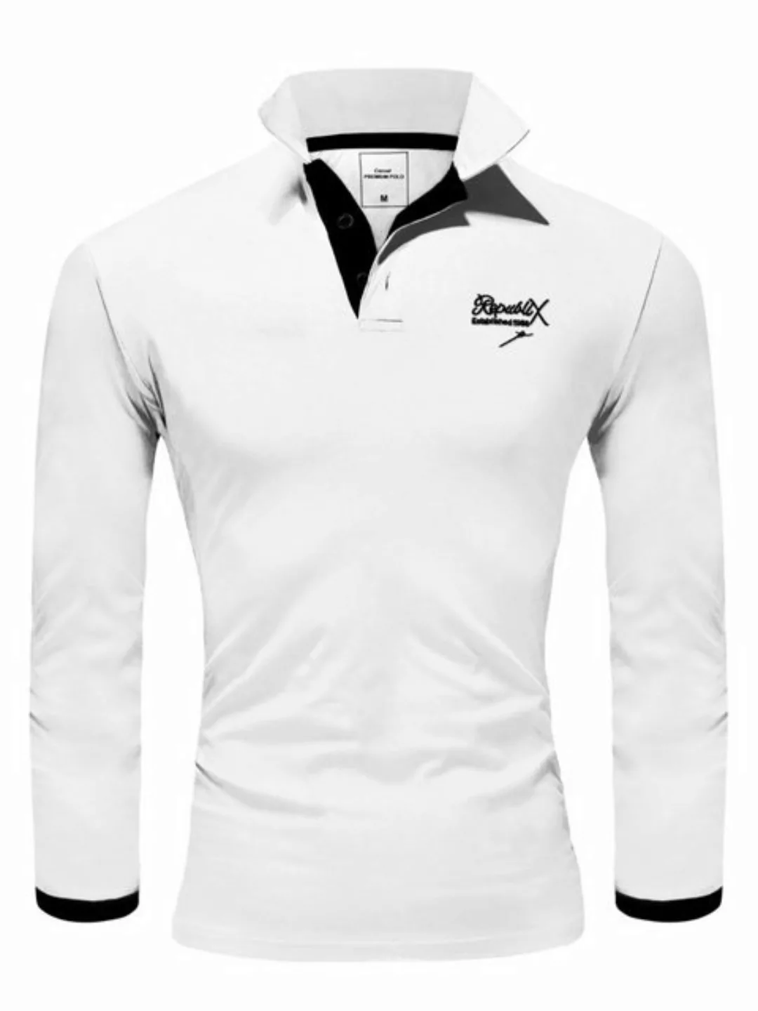 REPUBLIX Poloshirt OWEN Herren Basic Langarm Kontrast Polo Hemd günstig online kaufen