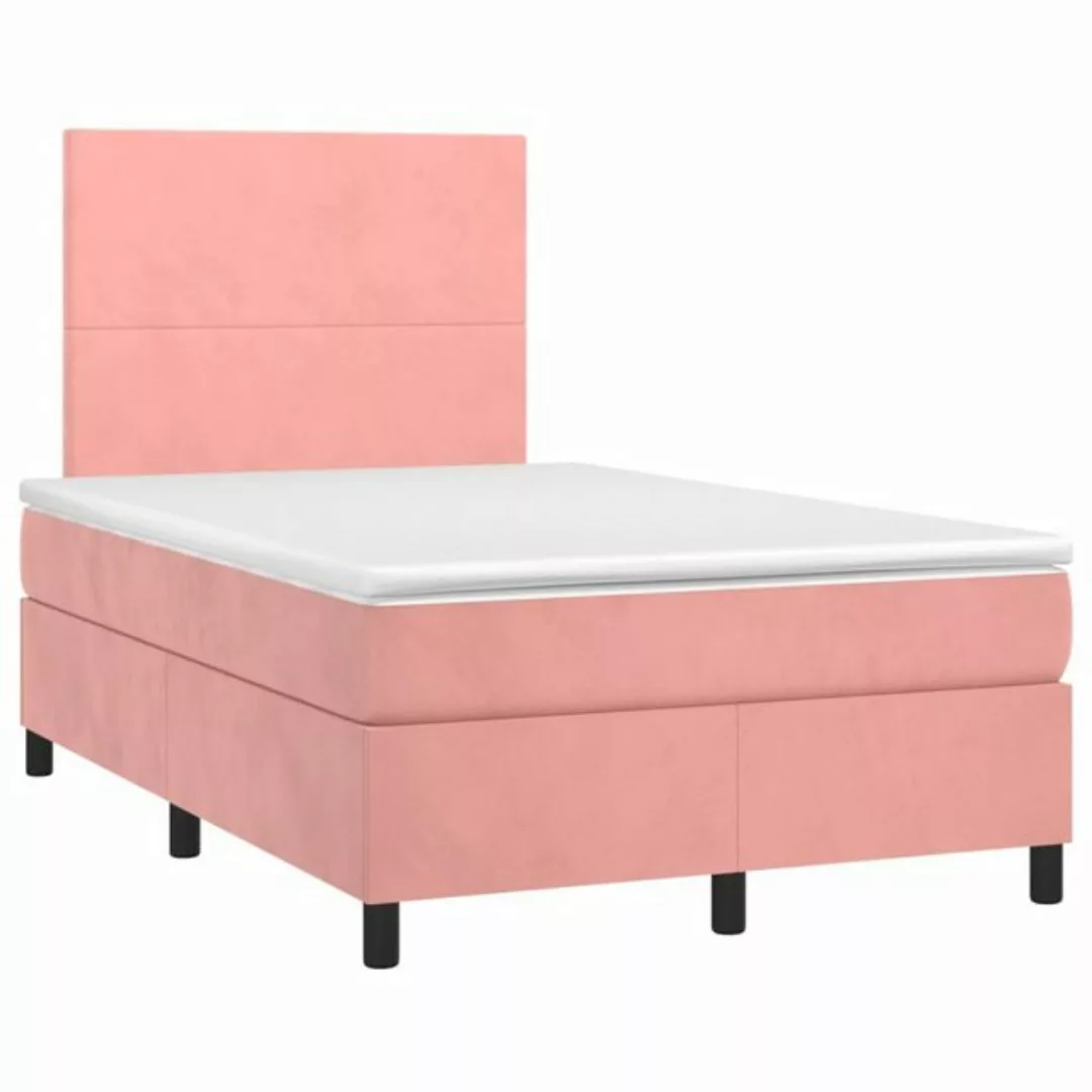 vidaXL Bett Boxspringbett mit Matratze & LED Rosa 120x190 cm Samt günstig online kaufen