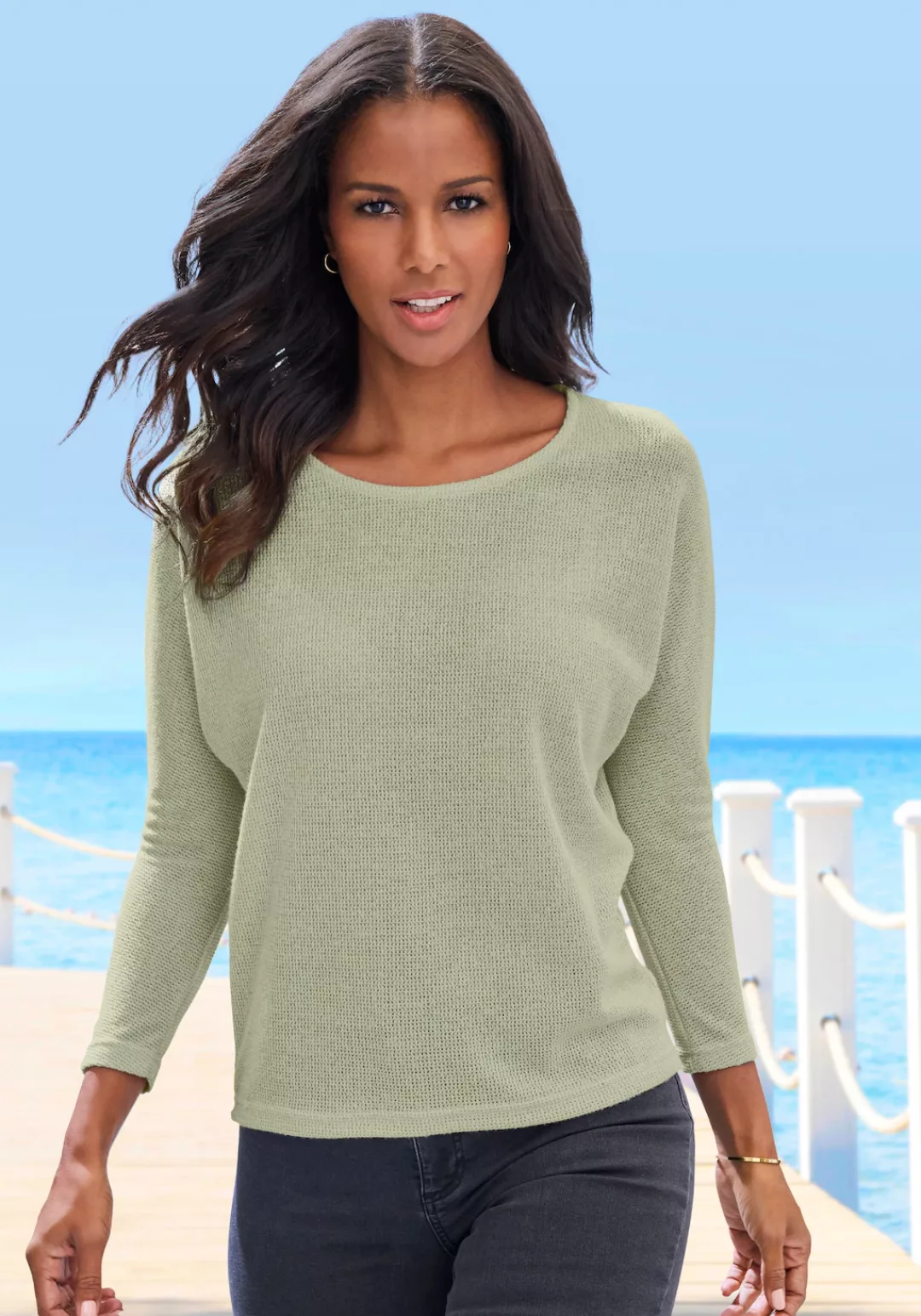 Vivance Langarmshirt "aus flauschigem Strick", aus bügelfreier Qualität günstig online kaufen