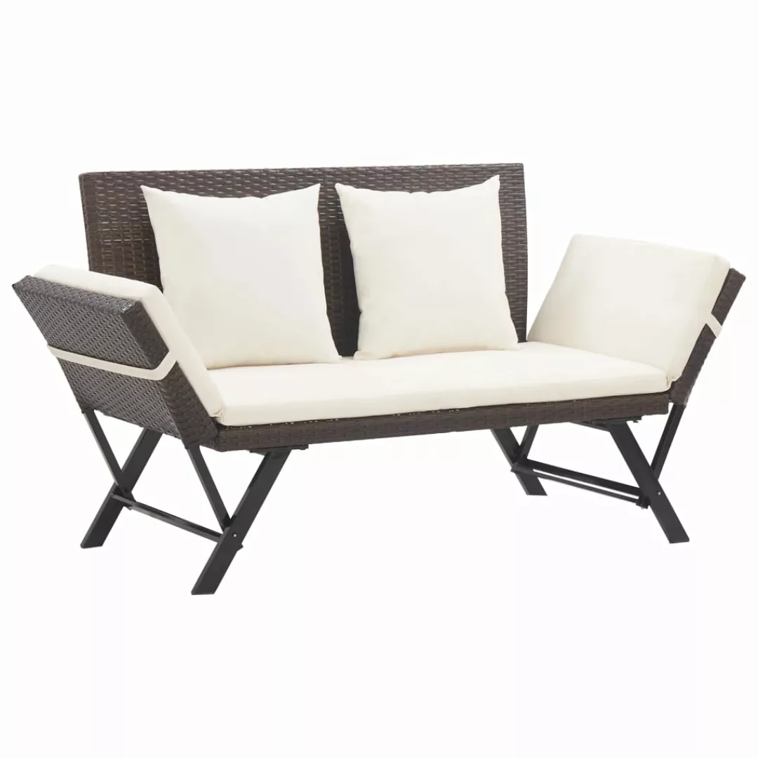 Gartenbank Mit Auflagen 176 Cm Braun Poly Rattan günstig online kaufen