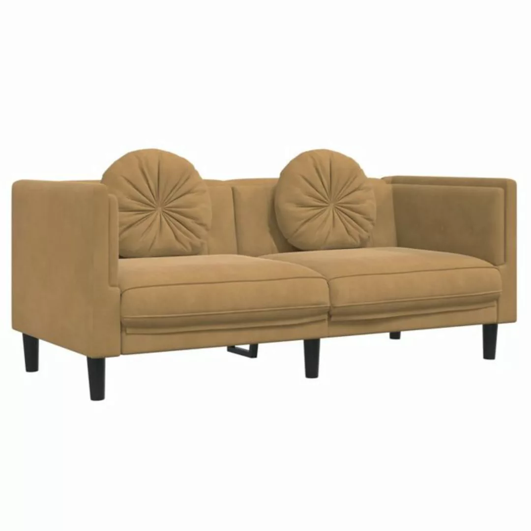 vidaXL Sofa Sofa mit Kissen 2-Sitzer Braun Samt günstig online kaufen