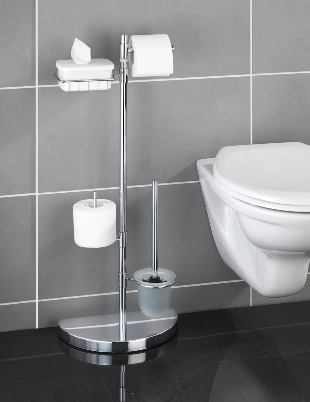 WENKO WC-Garnitur »Raumsparwunder«, aus Edelstahl, mit Ersatzrollen- und Fe günstig online kaufen