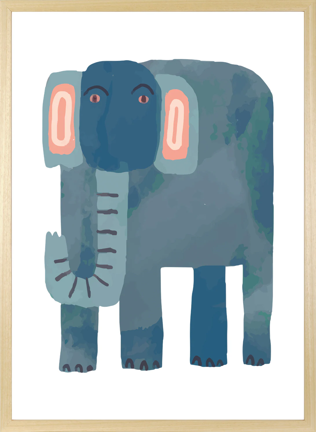 queence Bild mit Rahmen "Blauer Elefant", Elefant-Elefanten-Elefanten Bilde günstig online kaufen
