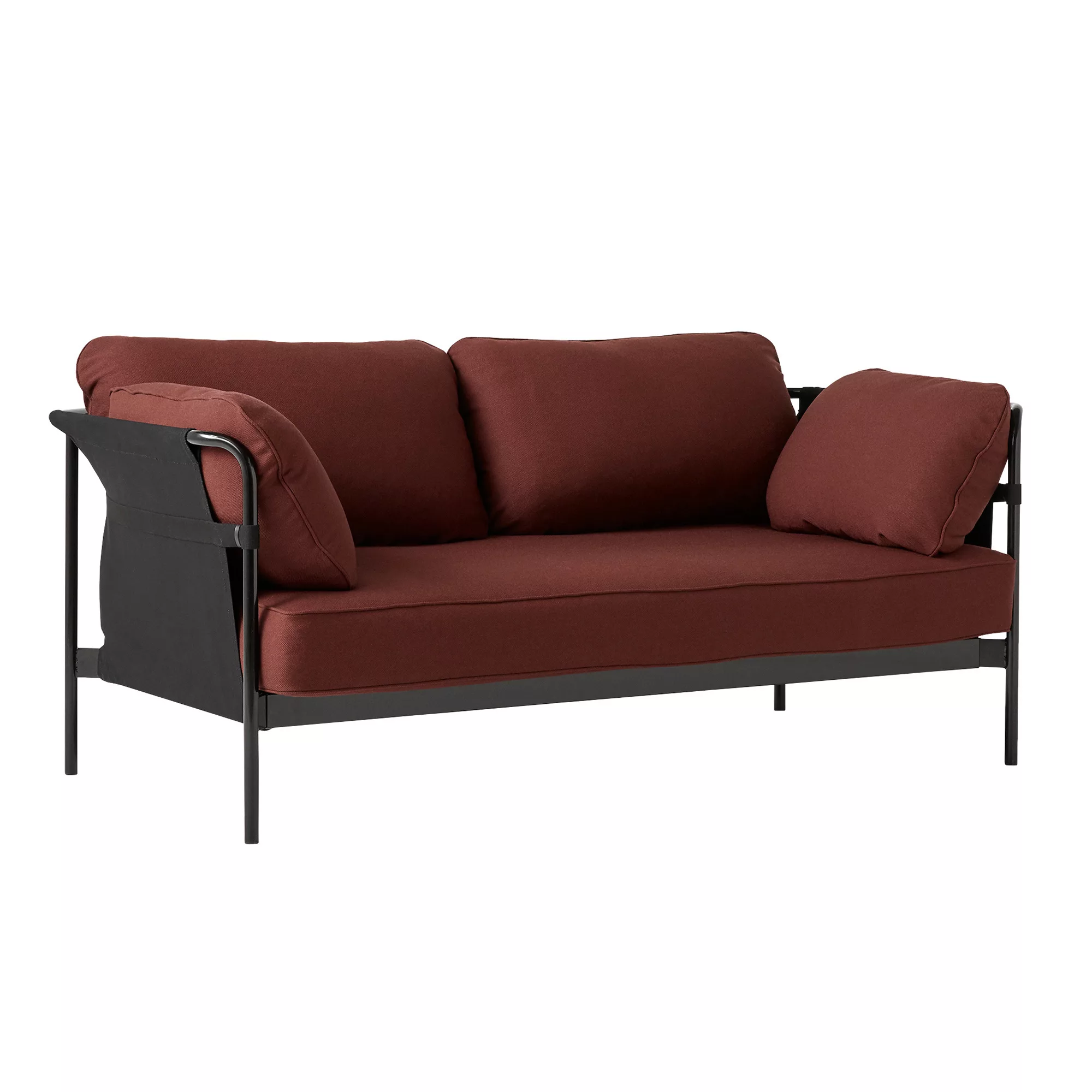 HAY - Can 2.0 2-Sitzer Sofa Gestell Stahl schwarz - dunkelrot/Stoff Kvadrat günstig online kaufen