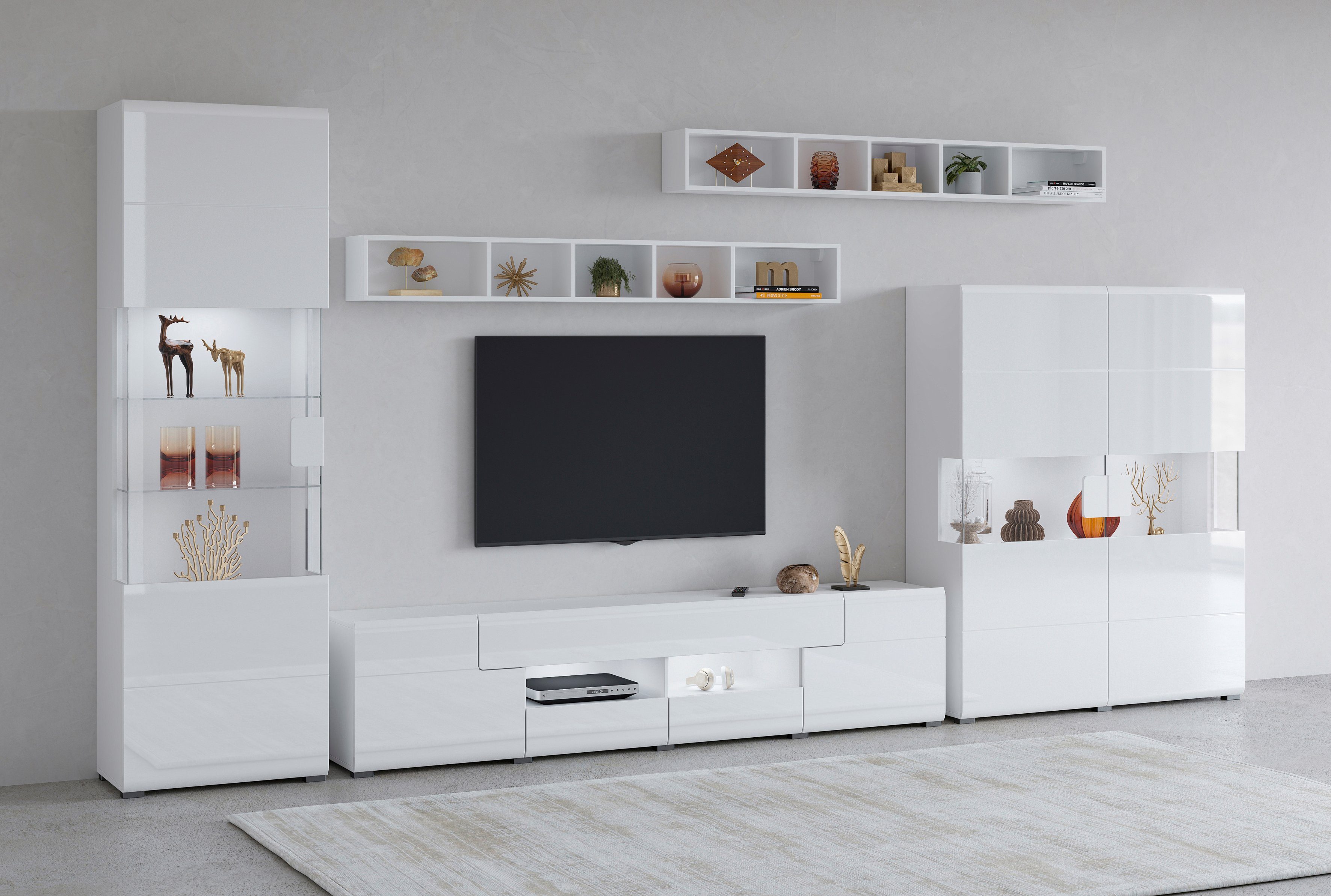 INOSIGN Wohnwand "Toledo,Breite 391cm stilvolle Mediawand ohne Beleuchtung" günstig online kaufen