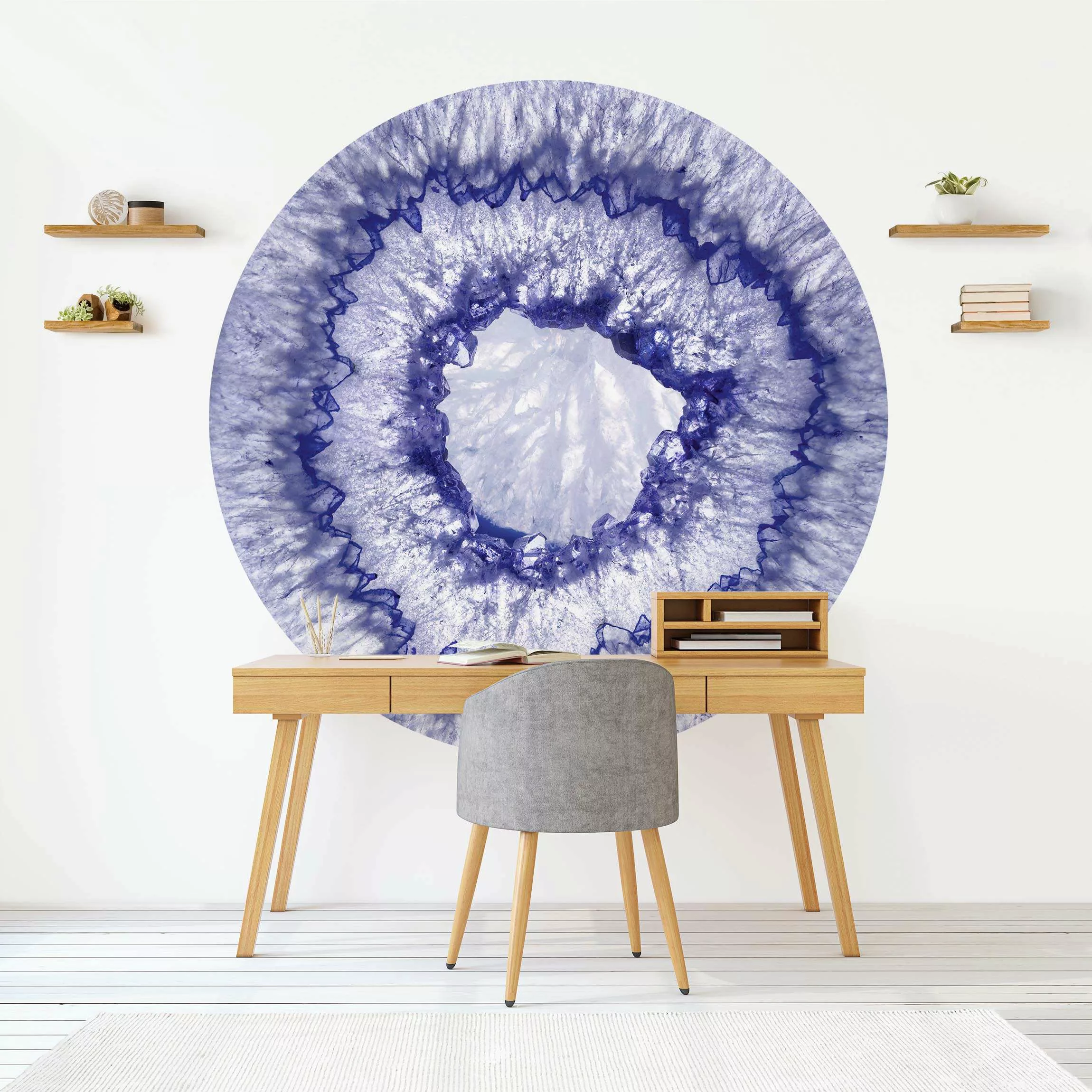 Runde Fototapete selbstklebend Blau Lila Kristall günstig online kaufen
