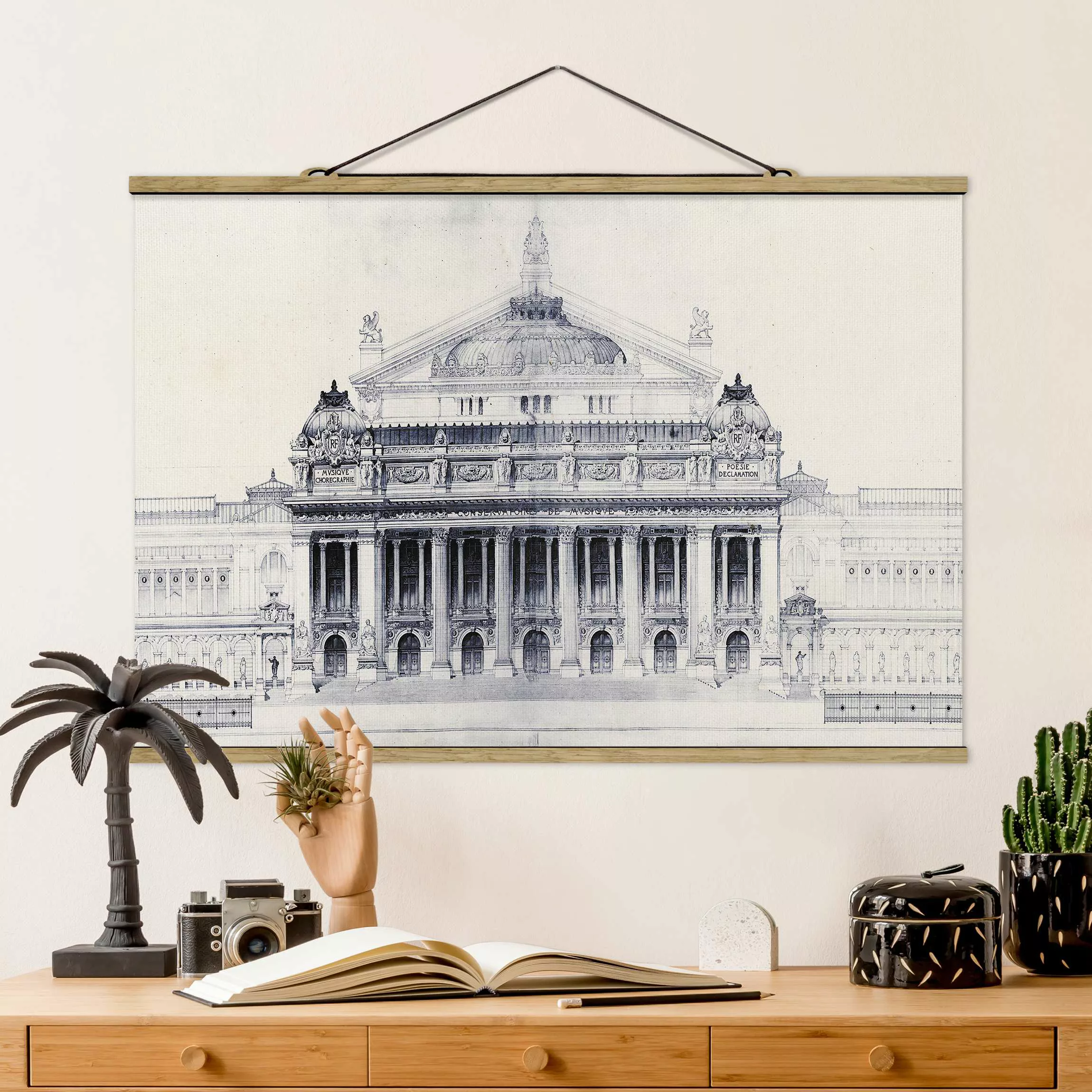 Stoffbild Architektur mit Posterleisten - Querformat Prix de Rome Skizze II günstig online kaufen