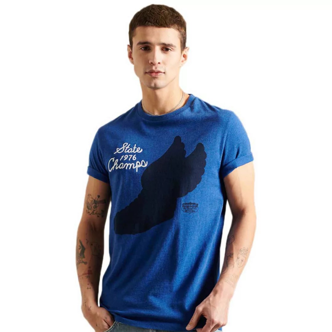 Superdry Overdye Collegiate State Kurzarm T-shirt M Royal Marl günstig online kaufen