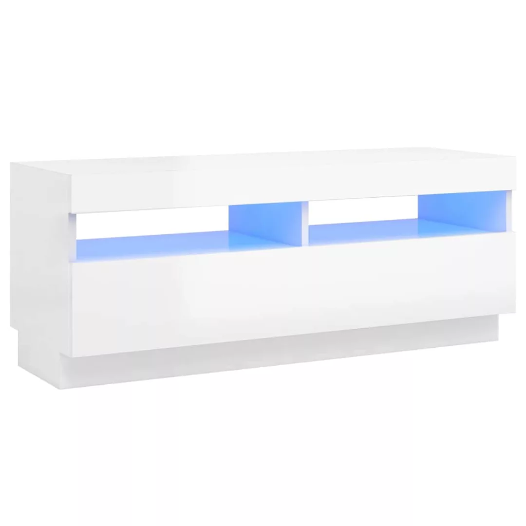 Tv-schrank Mit Led-leuchten Hochglanz-weiß 100x35x40 Cm günstig online kaufen