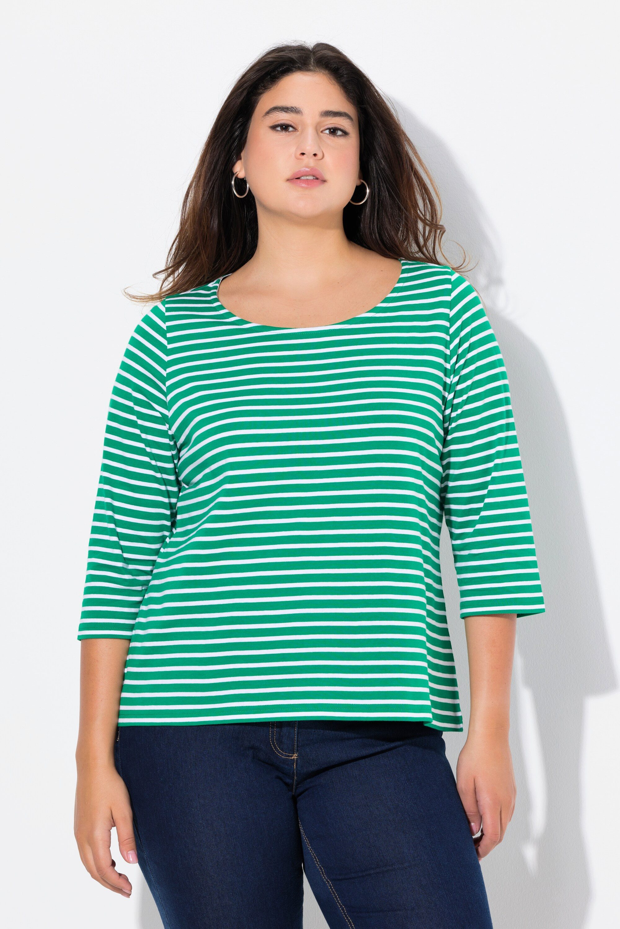 Ulla Popken T-Shirt Ringelshirt Classic Fit günstig online kaufen