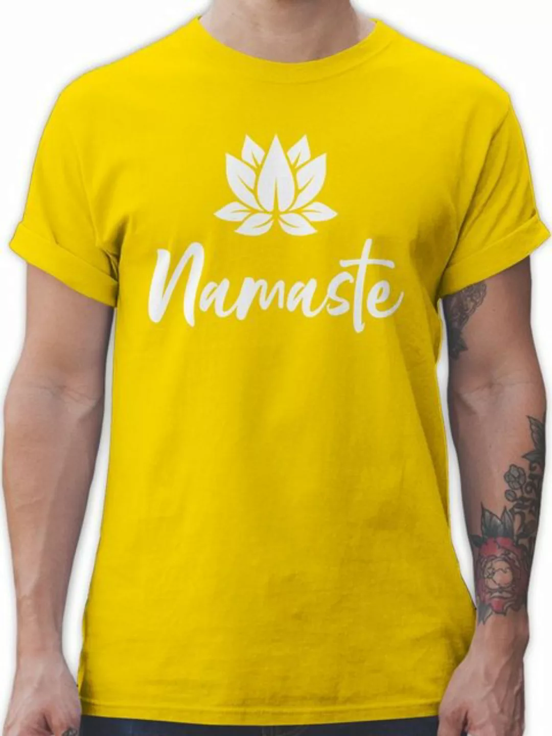 Shirtracer T-Shirt Namaste mit Lotusblüte weiß Yoga und Wellness Geschenk günstig online kaufen