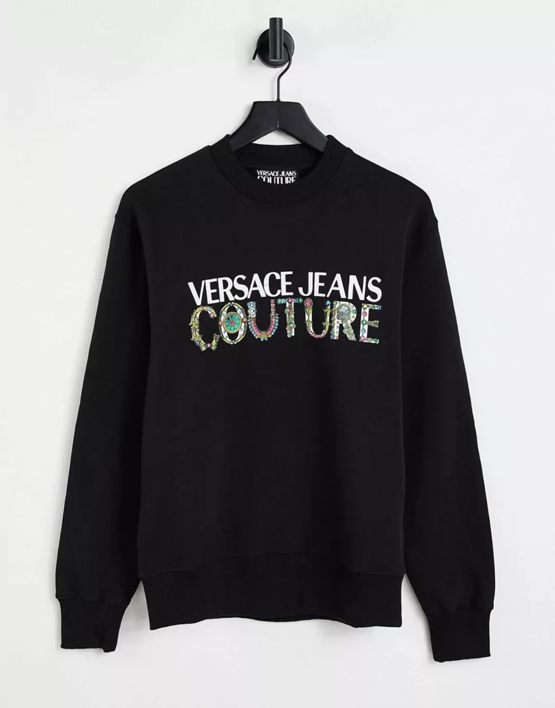 Versace Jeans Couture – Sweatshirt mit Barock-Logo in Schwarz günstig online kaufen