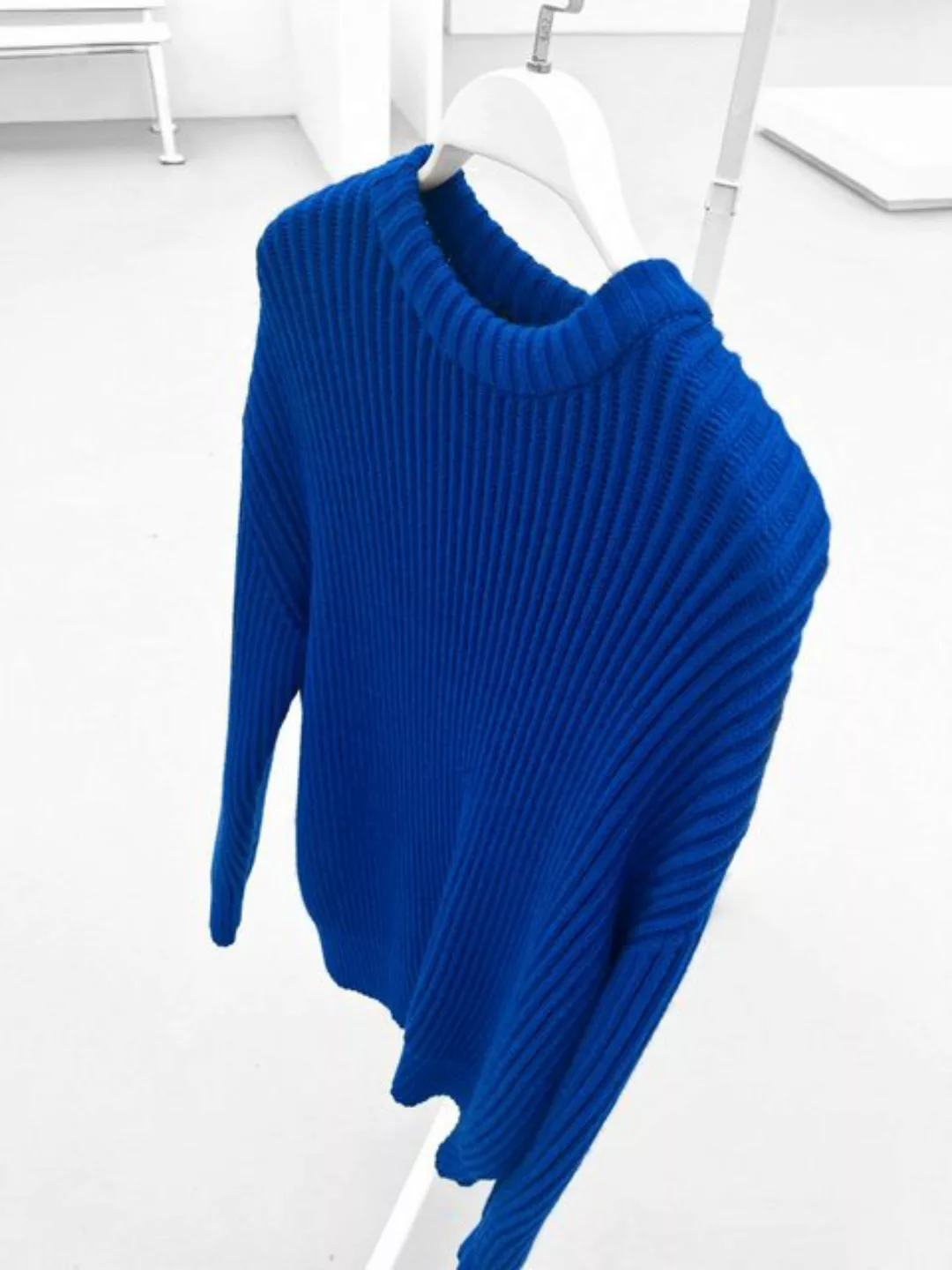 Abluka Sweatshirt OVERSIZE STRICKPULLOVER MIT RUNDHALS BLAU günstig online kaufen