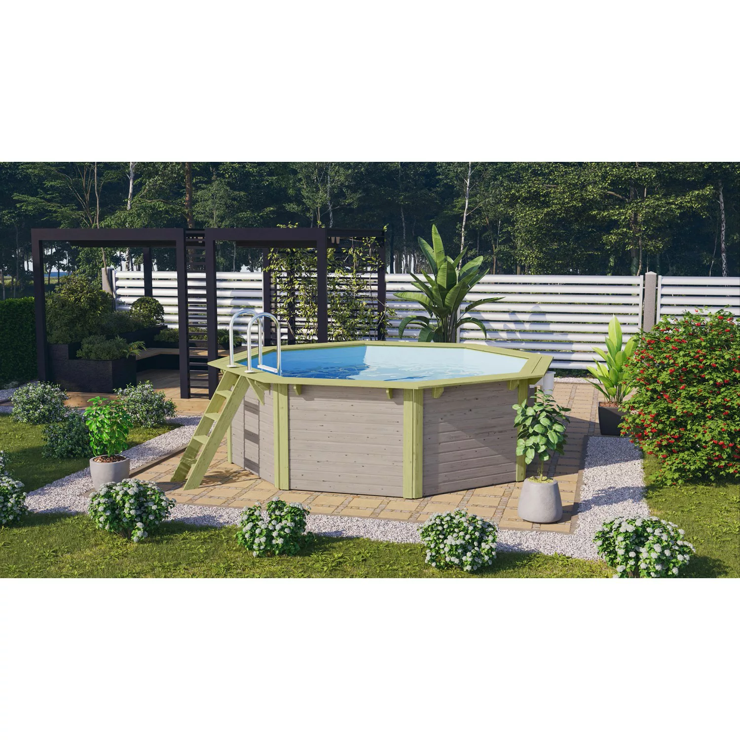 Karibu Achteckpool "Modell 1X", (Set), BxLxH: 399,5x399,5x121,1cm günstig online kaufen