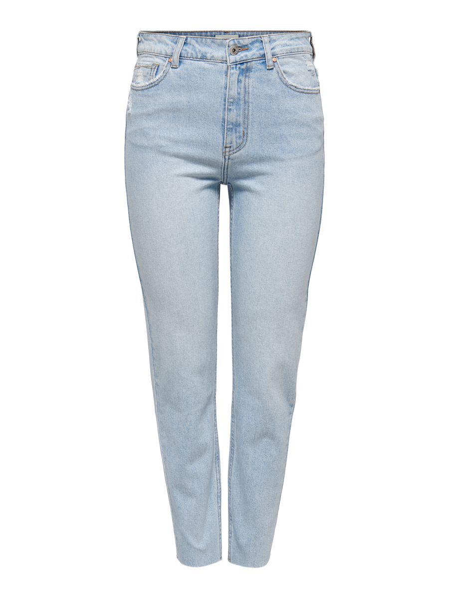 Only Damen Jeans ONLEMILY HW STR RAW CR AK MAS440 - Straight Fit - Blau - L günstig online kaufen