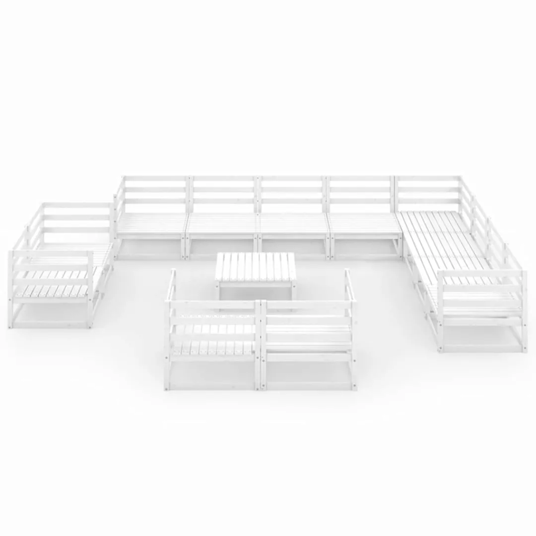 13-tlg. Garten-lounge-set Weiß Kiefer Massivholz günstig online kaufen