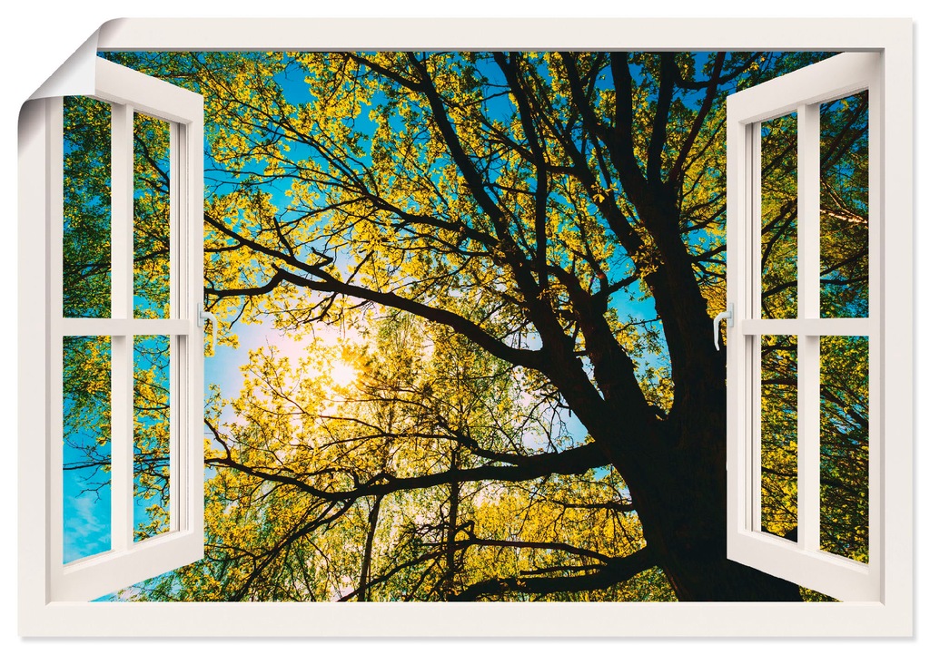 Artland Wandbild »Fensterblick Frühlingssonne Baumkrone«, Bäume, (1 St.), a günstig online kaufen