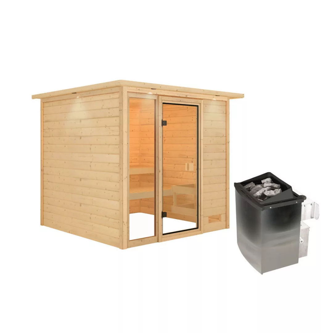 Karibu Sauna Seppel Front natur B/H/T: ca. 196x187x196 cm günstig online kaufen