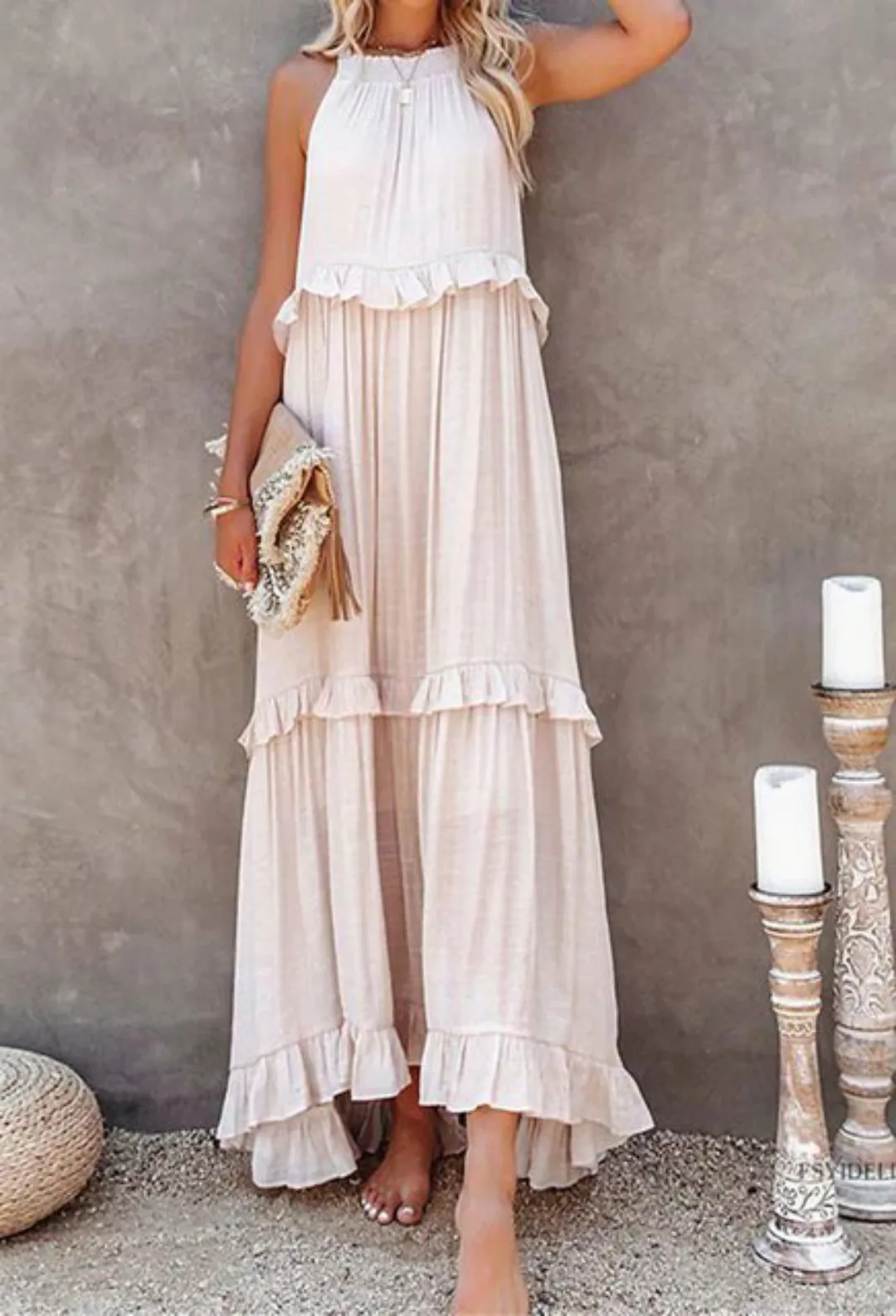 SEGUEN Sommerkleid Holiday Style Ruffle Lange Kleider (Ideal für die täglic günstig online kaufen