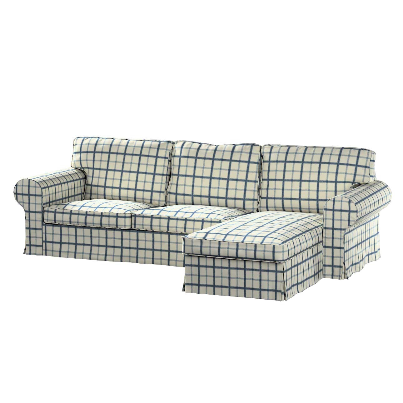 Bezug für Ektorp 2-Sitzer Sofa mit Recamiere, blau-creme, Ektorp 2-Sitzer S günstig online kaufen